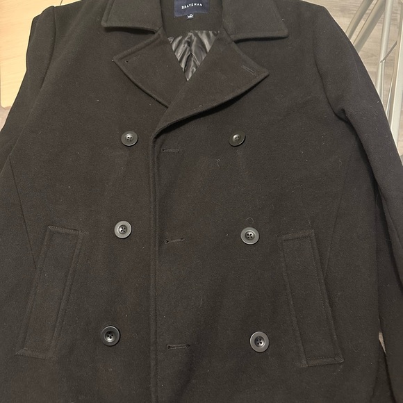 Men’s double breasted pea coat black brand new - Picture 3 of 3